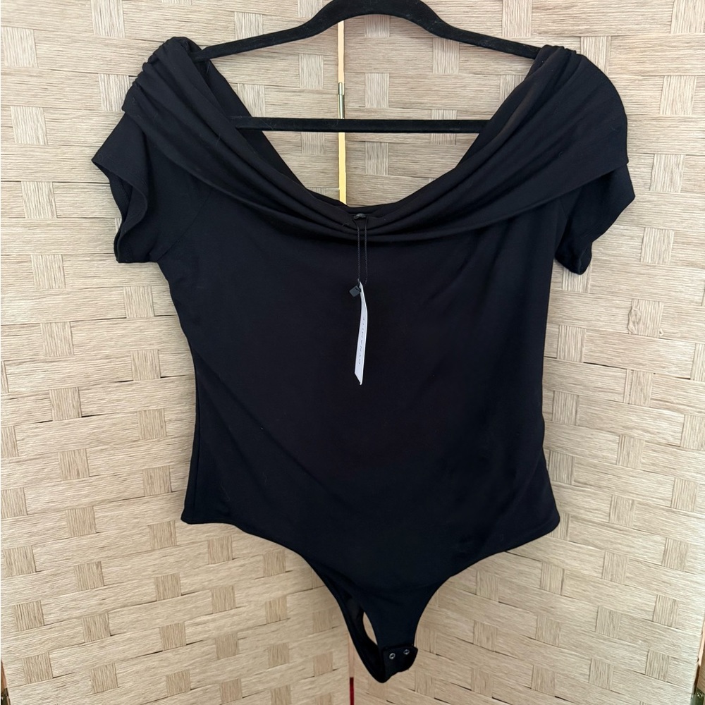 NWT Dynamite Black Off-Shoulder Stretch Bodysuit